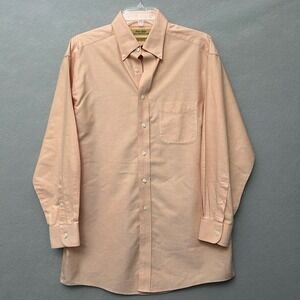 Roundtree & Yorke Gold Label Button Down Men 15 32 Peach Non-Iron Oxford Shirt